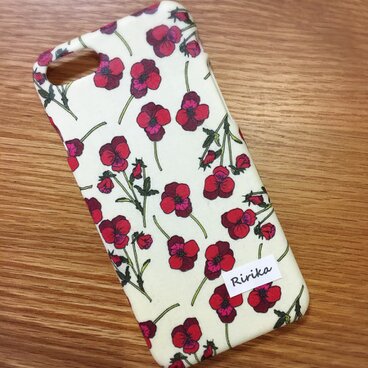 iPhone全機種/各種スマホ対応 名入れできます♡リバティ Ros/赤色 カバー