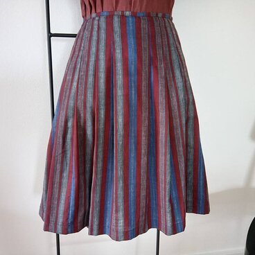 ★夏近★エスニック調ストライプ★BOXプリーツスカート★通勤にも！