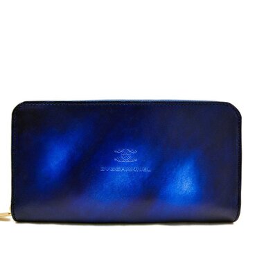 アクロモ ブルー ラウンドファスナー ロングウォレット / 長財布