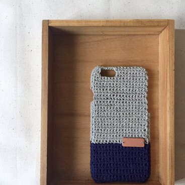 iPhone5/6/7ケース[ベージュ×ブルー]