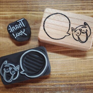 ねこちゃんの吹き出しはんこ。