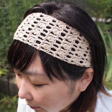 ＊送料無料＊透し模様のシンプルヘアバンド【ベージュ】