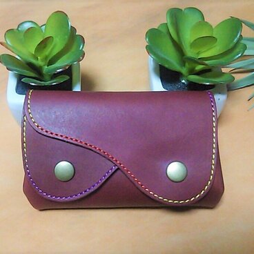 ルーズ財布　シンプル　えんじ色