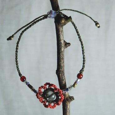 ワックスコードブレス　プラチナルチルクオーツ