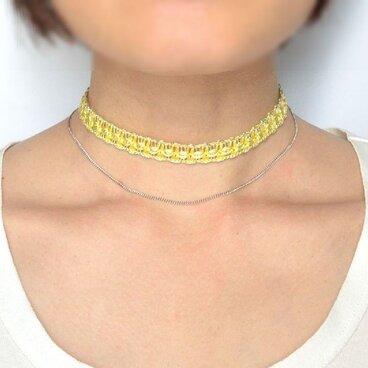 チェーンリボンテープチョーカー　カナリヤイエロー