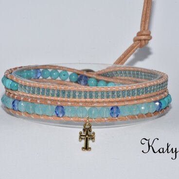 ターコイズのメンズラップブレスレット 768