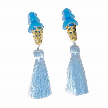 ロイヤルブルー×ブルー シルクタッセル 可愛い耳栓 おしゃれ耳栓