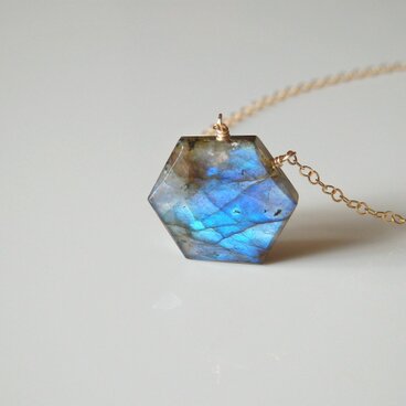 K14gf×ラブラドライト×セミロングネックレスA