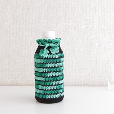 183.　350ml 刺繍糸のボトルカバー　350（グリーンミックス）