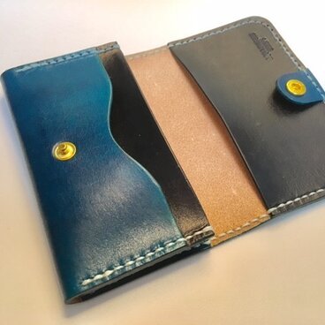 (受注製作) ツートンカラーの名刺入れ　/ BLUE&BLACK