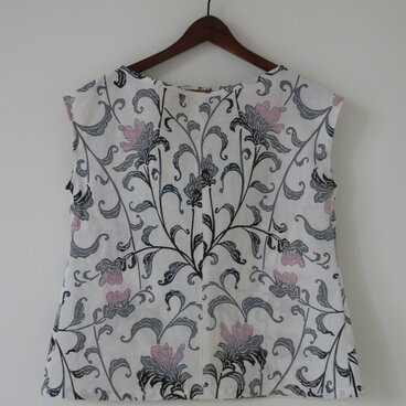 白地葉模様浴衣のバックリボンフレンチ