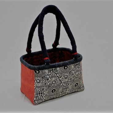 一閑張アート　和風バッグ　巾着付き