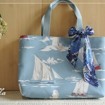 【作品紹介】たっぷり入る♪ スキッパー・トートバッグ