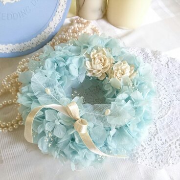 ―ボタニカルcake―スカイブルーのリングピロー