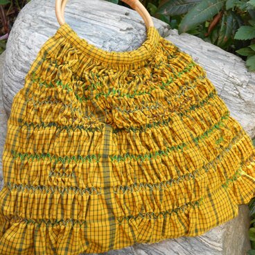 アンティーク着物スモッキングバック