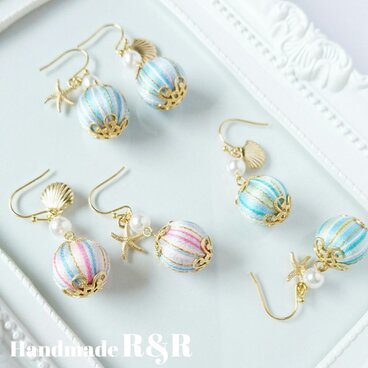 巻き玉ピアス＊マーメイド