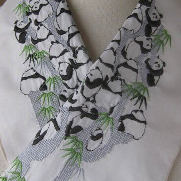 半衿・刺繍半衿・山盛りパンダ