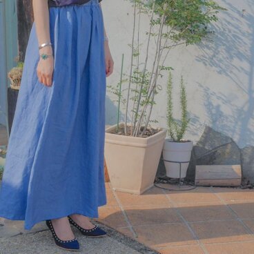 N*h　ジーンズリネンスカート