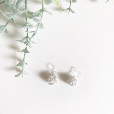 ワイヤークロッシェ bowl ノンホールピアス シルバー