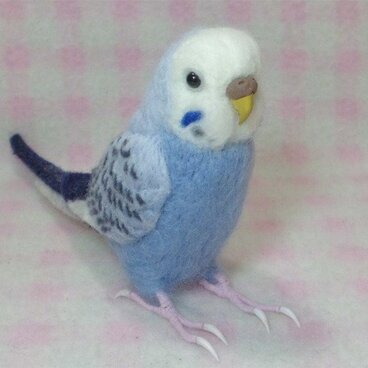 リアルサイズ♪ セキセイインコ ライラックオパ－リン  羊毛フェルト ☆選べる鼻の色　受注作成