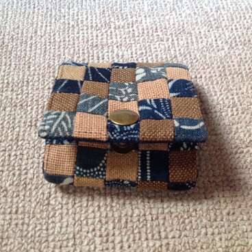 市松模様(酒袋と藍型染め)の小銭入れ