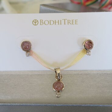 トルマリン＋トパーズ ペンダント＆ピアス セット ピンク ギフト対応 10月誕生石 天然石ジュエリー