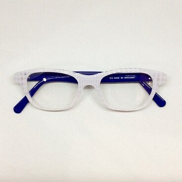 ホワイトブロックカラーの個性派メガネ（メガネフレーム）