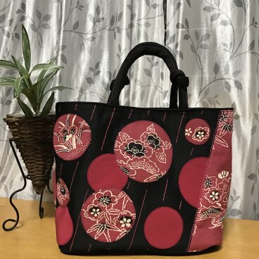 帯リメイクトートバッグ★赤