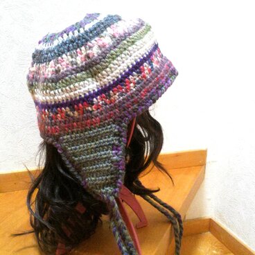 【寒中セール】 森ガール風 耳当て＆紐 ニット帽