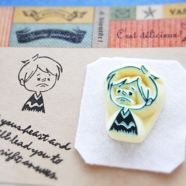 wo* 消しゴムはんこ★泣きべそっ子２