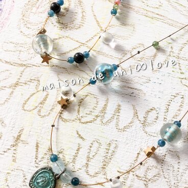 おメダイ付きカラフルトルマリンのチョーカー