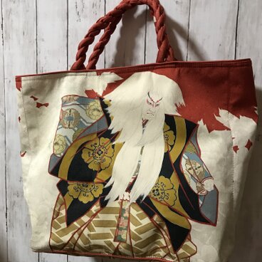 着物リメイクトートバック大★白