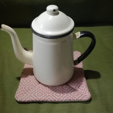 刺し子の鍋しき　ピンク