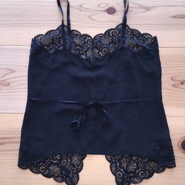 バックオープンシルクキャミソール ブラック