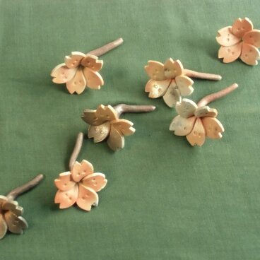 桜の箸置き＊ 焼き締め