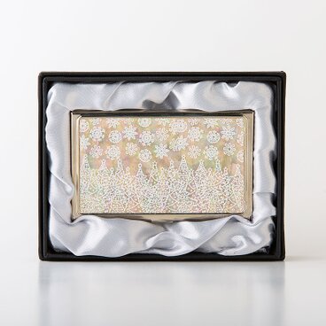 クリスマス限定★天然貝 名刺カードケース（ホワイトクリスマス）＜螺鈿アート＞