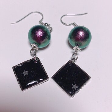 (送料無料)ブラックコットンパールの大ぶりピアス