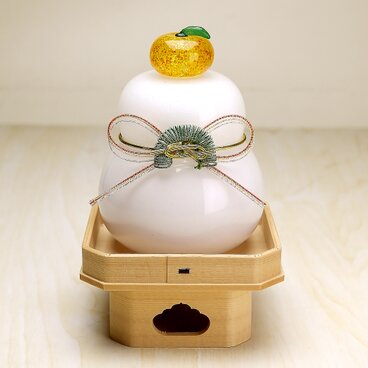 【受注制作】吹きガラス鏡餅・三方台付き（結び松）※納期約1週間～12月下旬