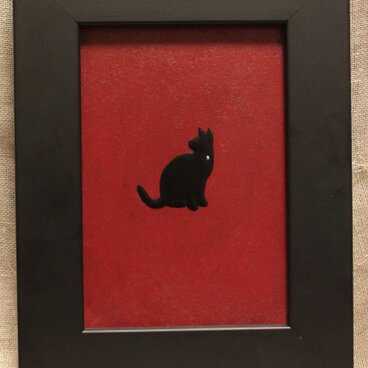 一閑蒔絵漆額‐くろねこ‐