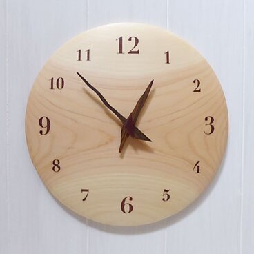 ヒノキの曲面時計euph　26センチ　003s　文字盤茶色