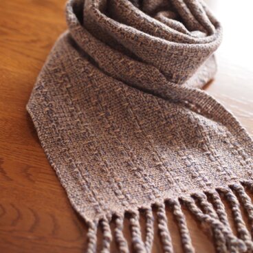 ラムウールの手織りマフラー(キャンバス織)