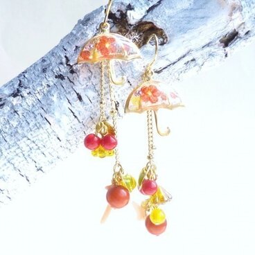 14KGF）☂UMBRELLA Earrings *梅花*
