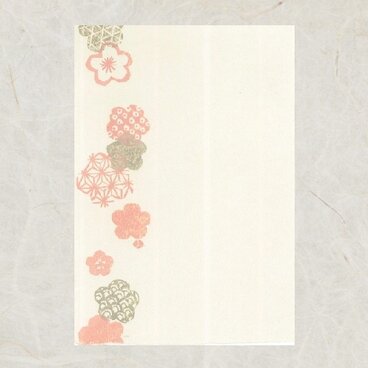 【手摺り木版画はがき】　模様遊び　梅（耳付き和紙使用）