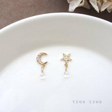 キラキラ☆月の雫＆星の雫イヤリング