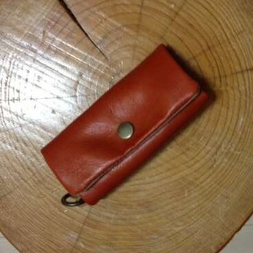 子牛革パフパフキーケース