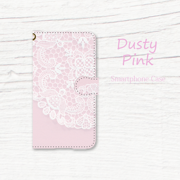 ほんのりピンクレース【iphone/android対応】手帳型スマホケース