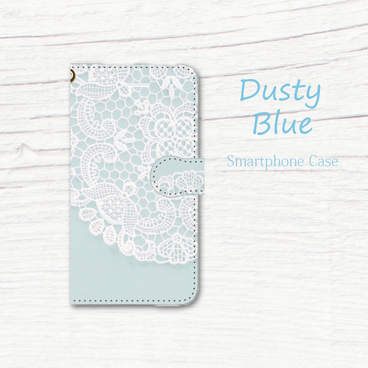 ほんのりブルーレース【iphone/android対応】手帳型スマホケース