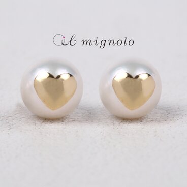K18モチーフピアス / あこや真珠（ハート）