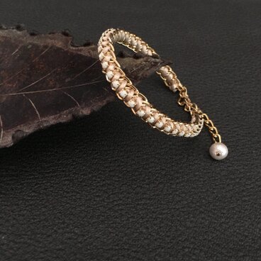 【送料無料】フランス製サテンコードとビジューのブレスレット ジンジャー