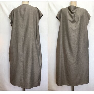 イタリアシルクウール ボックスワンピ ベージュ